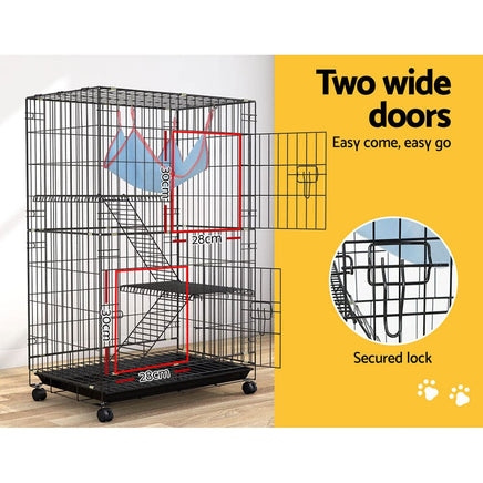 i.Pet Rabbit Cage 100cm Hutch 3 Level Indoor Guinea Pig Ferret Pet Care Kings Warehouse