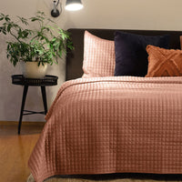 J.Elliot Home Adela Clay Pink Velvet Quilted Coverlet Set Queen/King Home & Garden Kings Warehouse
