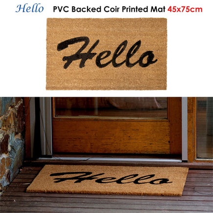 J.Elliot Home Hello PVC Backed Coir Printed Door Mat Home & Garden Kings Warehouse