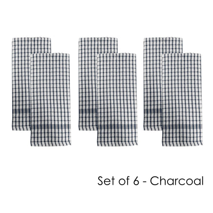 J.Elliot Home Set of 6 Elly Terry Tea Towels Charcoal Home & Garden Kings Warehouse