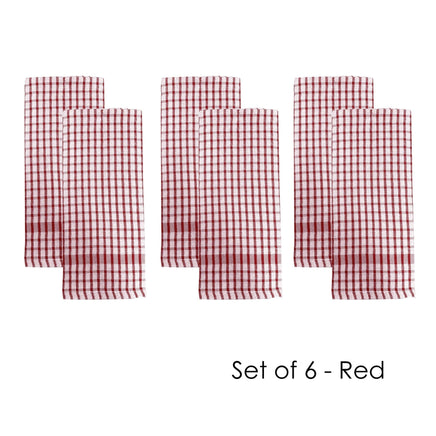 J.Elliot Home Set of 6 Elly Terry Tea Towels Red Home & Garden Kings Warehouse