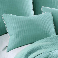 Jenny Mclean Clavo Pompom Blue 3 Piece 100% Cotton Coverlet Set King Home & Garden Kings Warehouse