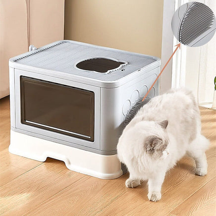 Jumbo Hooded Cat Litter Box Tray Pet Kitty Toilet for Large Cats w Hair Grooming Pet Care Kings Warehouse