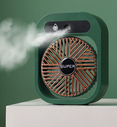 JY Ice Fog USB Air Conditioning Mist Humidfier Mini Fan - Green Appliances Kings Warehouse