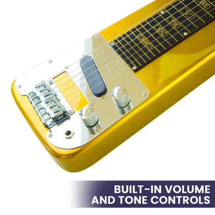 Karrera 29in 6-String Lap Steel Hawaiian Guitar - Metallic Gold Kings Warehouse