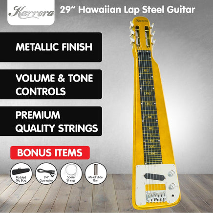Karrera 29in 6-String Lap Steel Hawaiian Guitar - Metallic Gold Kings Warehouse