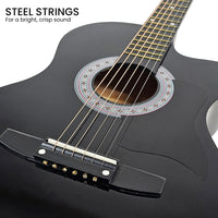 Karrera 38in Cutaway Acoustic Guitar with guitar bag - Black Audio & Video Kings Warehouse
