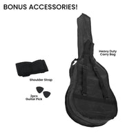 Karrera 38in Cutaway Acoustic Guitar with guitar bag - Black Audio & Video Kings Warehouse