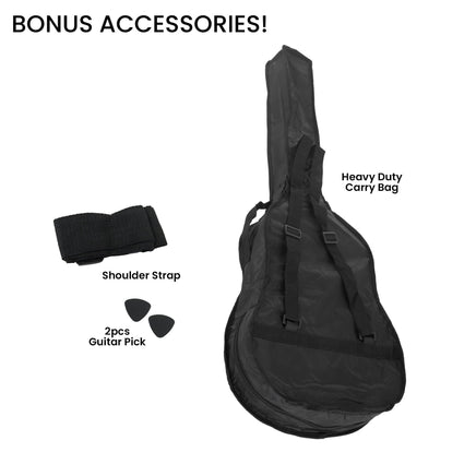 Karrera 38in Cutaway Acoustic Guitar with guitar bag - Black Audio & Video Kings Warehouse