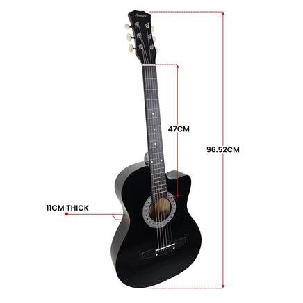 Karrera 38in Cutaway Acoustic Guitar with guitar bag - Black Audio & Video Kings Warehouse