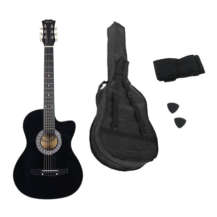 Karrera 38in Cutaway Acoustic Guitar with guitar bag - Black Audio & Video Kings Warehouse