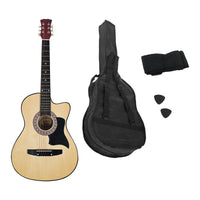 Karrera 38in Cutaway Acoustic Guitar with guitar bag - Natural Audio & Video Kings Warehouse