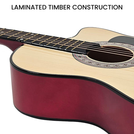 Karrera 38in Cutaway Acoustic Guitar with guitar bag - Natural Audio & Video Kings Warehouse