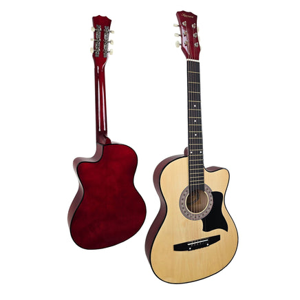 Karrera 38in Cutaway Acoustic Guitar with guitar bag - Natural Audio & Video Kings Warehouse