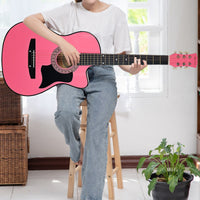 Karrera 38in Cutaway Acoustic Guitar with guitar bag - Pink Audio & Video Kings Warehouse