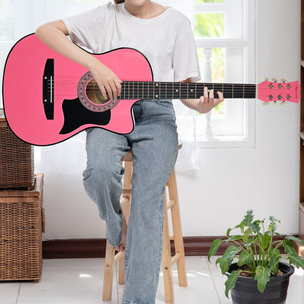 Karrera 38in Cutaway Acoustic Guitar with guitar bag - Pink Audio & Video Kings Warehouse