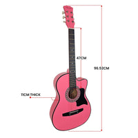 Karrera 38in Cutaway Acoustic Guitar with guitar bag - Pink Audio & Video Kings Warehouse