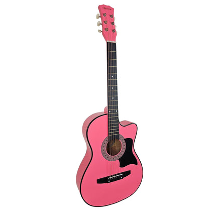 Karrera 38in Cutaway Acoustic Guitar with guitar bag - Pink Audio & Video Kings Warehouse