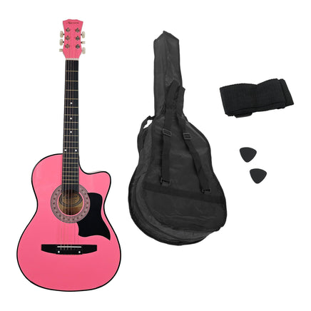 Karrera 38in Cutaway Acoustic Guitar with guitar bag - Pink Audio & Video Kings Warehouse