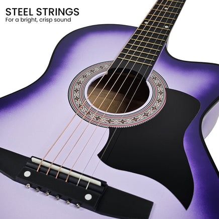Karrera 38in Cutaway Acoustic Guitar with guitar bag - Purple Burst Audio & Video Kings Warehouse