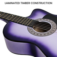 Karrera 38in Cutaway Acoustic Guitar with guitar bag - Purple Burst Audio & Video Kings Warehouse