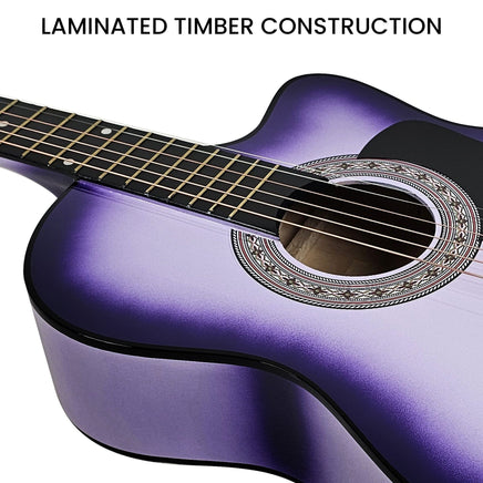 Karrera 38in Cutaway Acoustic Guitar with guitar bag - Purple Burst Audio & Video Kings Warehouse