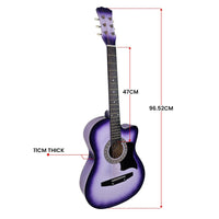 Karrera 38in Cutaway Acoustic Guitar with guitar bag - Purple Burst Audio & Video Kings Warehouse