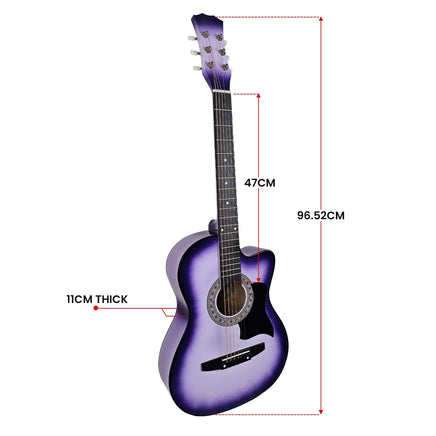 Karrera 38in Cutaway Acoustic Guitar with guitar bag - Purple Burst Audio & Video Kings Warehouse