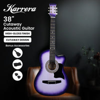 Karrera 38in Cutaway Acoustic Guitar with guitar bag - Purple Burst Audio & Video Kings Warehouse