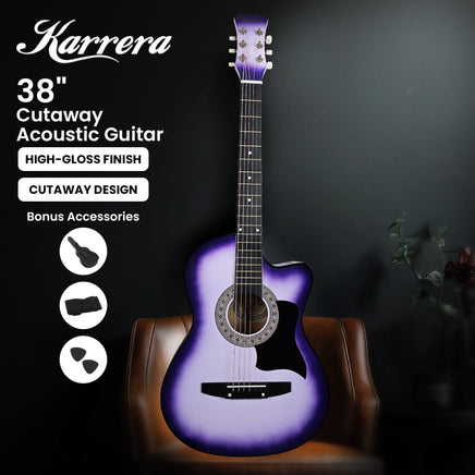 Karrera 38in Cutaway Acoustic Guitar with guitar bag - Purple Burst Audio & Video Kings Warehouse