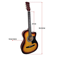 Karrera 38in Pro Cutaway Acoustic Guitar with Bag Strings - Sun Burst Audio & Video Kings Warehouse