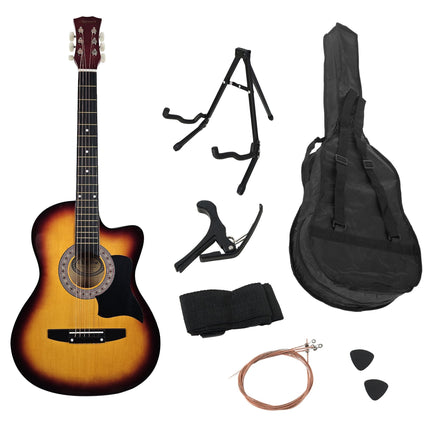 Karrera 38in Pro Cutaway Acoustic Guitar with Bag Strings - Sun Burst Audio & Video Kings Warehouse