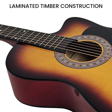 Karrera 38in Pro Cutaway Acoustic Guitar with Bag Strings - Sun Burst Audio & Video Kings Warehouse
