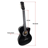 Karrera 38in Pro Cutaway Acoustic Guitar with Carry Bag - Black Audio & Video Kings Warehouse