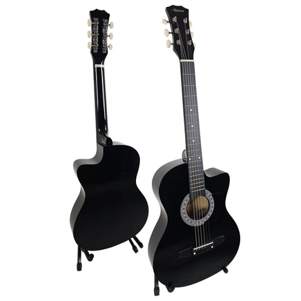 Karrera 38in Pro Cutaway Acoustic Guitar with Carry Bag - Black Audio & Video Kings Warehouse