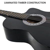 Karrera 38in Pro Cutaway Acoustic Guitar with Carry Bag - Black Audio & Video Kings Warehouse