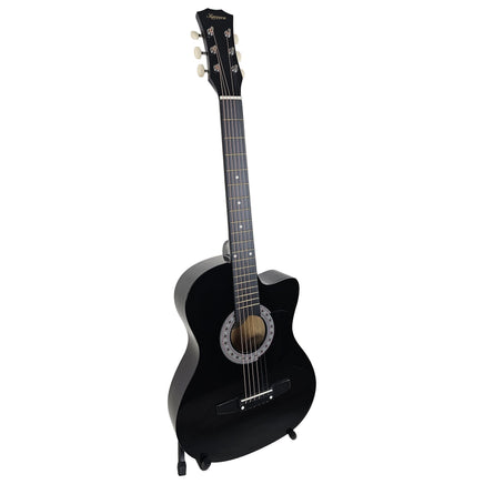 Karrera 38in Pro Cutaway Acoustic Guitar with Carry Bag - Black Audio & Video Kings Warehouse
