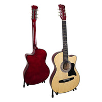 Karrera 38in Pro Cutaway Acoustic Guitar with guitar bag - Natural Audio & Video Kings Warehouse
