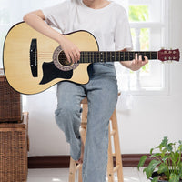 Karrera 38in Pro Cutaway Acoustic Guitar with guitar bag - Natural Audio & Video Kings Warehouse