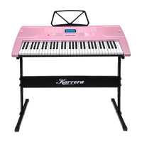 Karrera 61 Keys Electronic Keyboard Piano Music with Stand - Pink Kings Warehouse