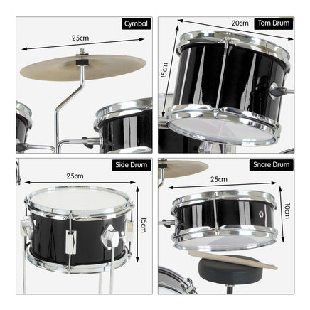 Karrera Children's 4pc Drum Kit - Black Kings Warehouse