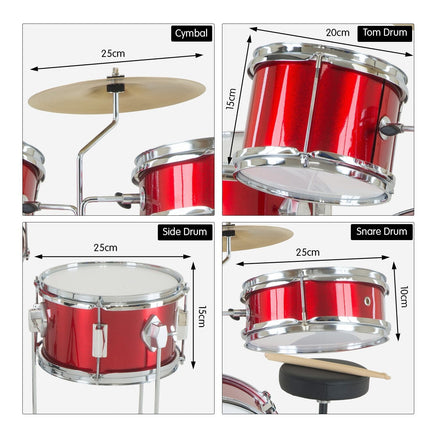 Karrera Children's 4pc Drum Kit - Red Kings Warehouse