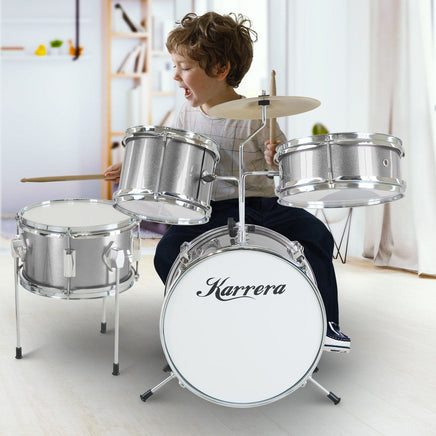 Karrera Childrens 4pc Drum Kit - Silver Kings Warehouse