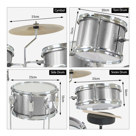 Karrera Childrens 4pc Drum Kit - Silver Kings Warehouse