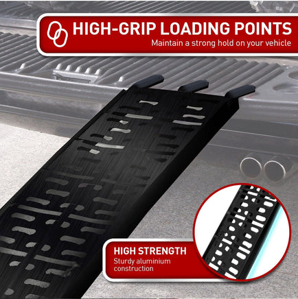 Kartrite Aluminium Folding Loading Ramp ATV Motorbike Motorcycle Golf Buggy Trailer - Black Auto Accessories Kings Warehouse