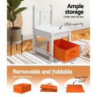 Keezi 3 PCS Kids Table and Chairs Set Children Furniture Play Toys Storage Box Big Baby Bazaar Kings Warehouse