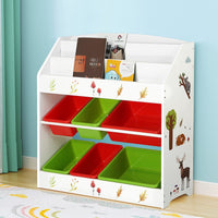 Keezi 3 Tiers Kids Bookshelf Storage Children Bookcase Toy Box Organiser Rack 6 Bins Baby & Kids Kings Warehouse