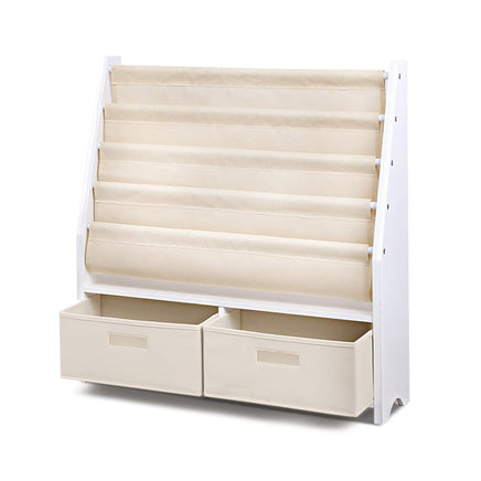 Keezi 4 Tiers Kids Bookshelf Magazine Rack Children Bookcase Organiser Drawer Baby & Kids Kings Warehouse