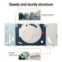 Keezi Baby Playpen 16 Panels Foldable Toddler Fence Safety Play Activity Barrier Kings Warehouse