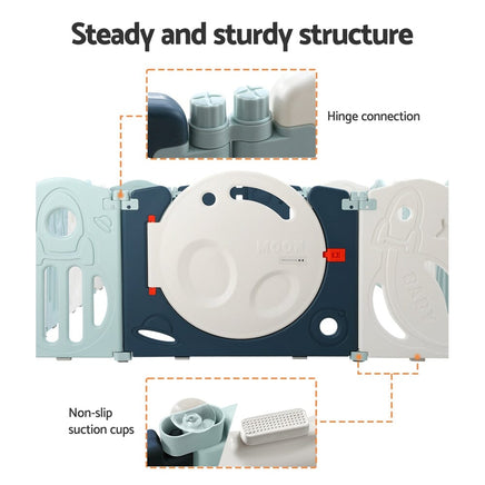 Keezi Baby Playpen 16 Panels Foldable Toddler Fence Safety Play Activity Barrier Kings Warehouse